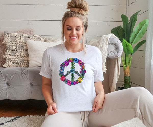 Floral Peace Sign Graphic Tee – Ocean and 7th | ClozArt