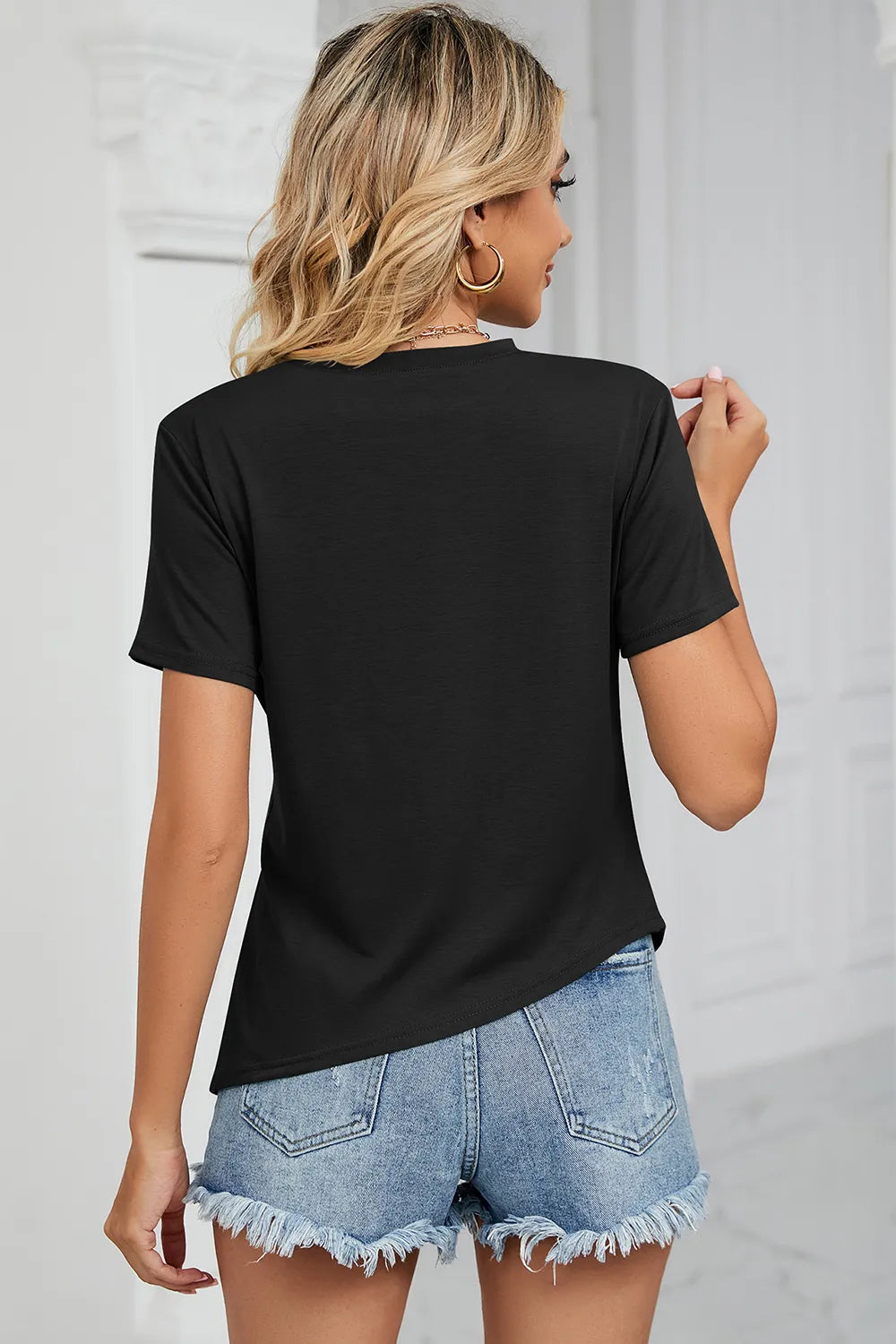 Ruched Round Neck Short Sleeve T-Shirt – Trendsi | ClozArt