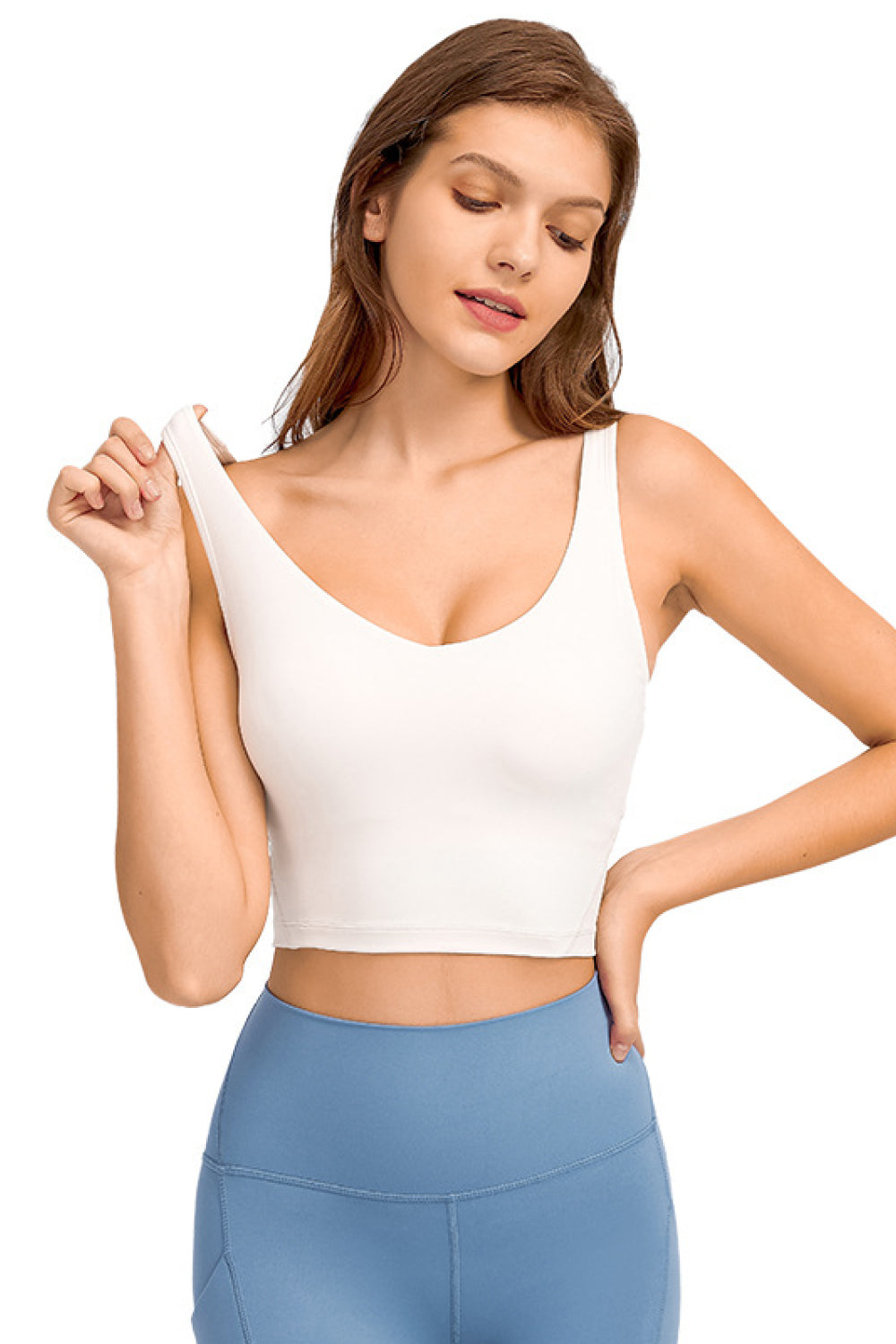 Millennia Deep V-Neck Crop Sports Bra – Trendsi | ClozArt