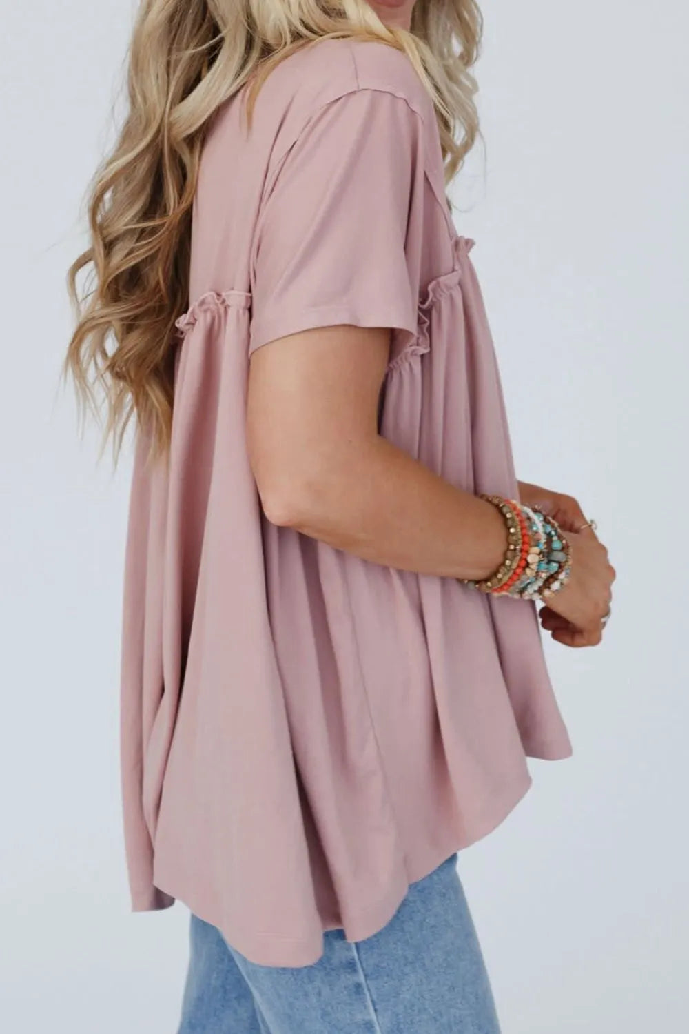 Frill Round Neck Short Sleeve T-Shirt – Trendsi | ClozArt