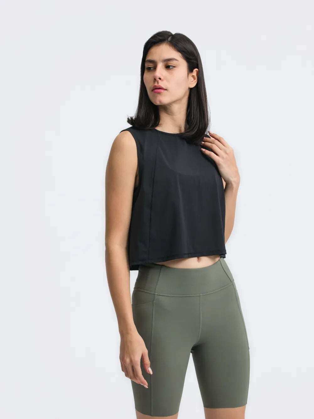 Millennia Round Neck Cropped Active Tank – Trendsi | ClozArt