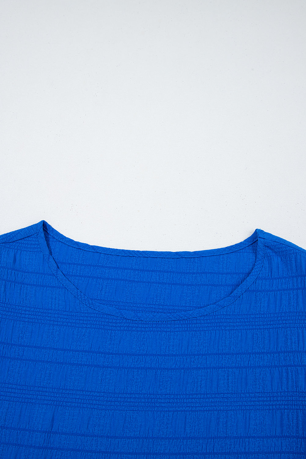 Dark Blue Ruffle Sleeve Textured Smocked Blouse – Shewin | ClozArt