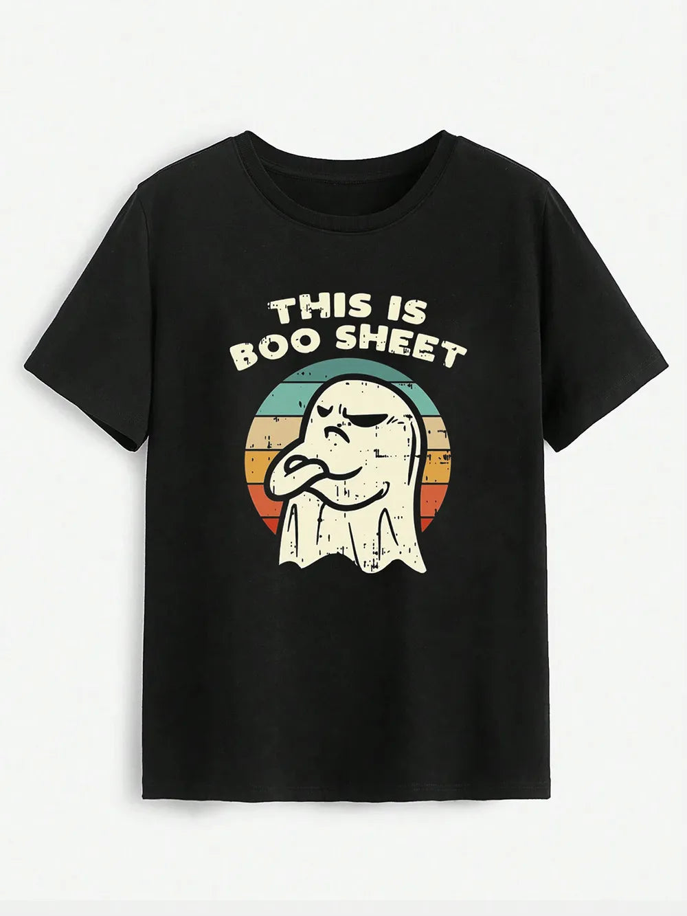 THIS IS BOO SHEET Round Neck T-Shirt – Trendsi | ClozArt