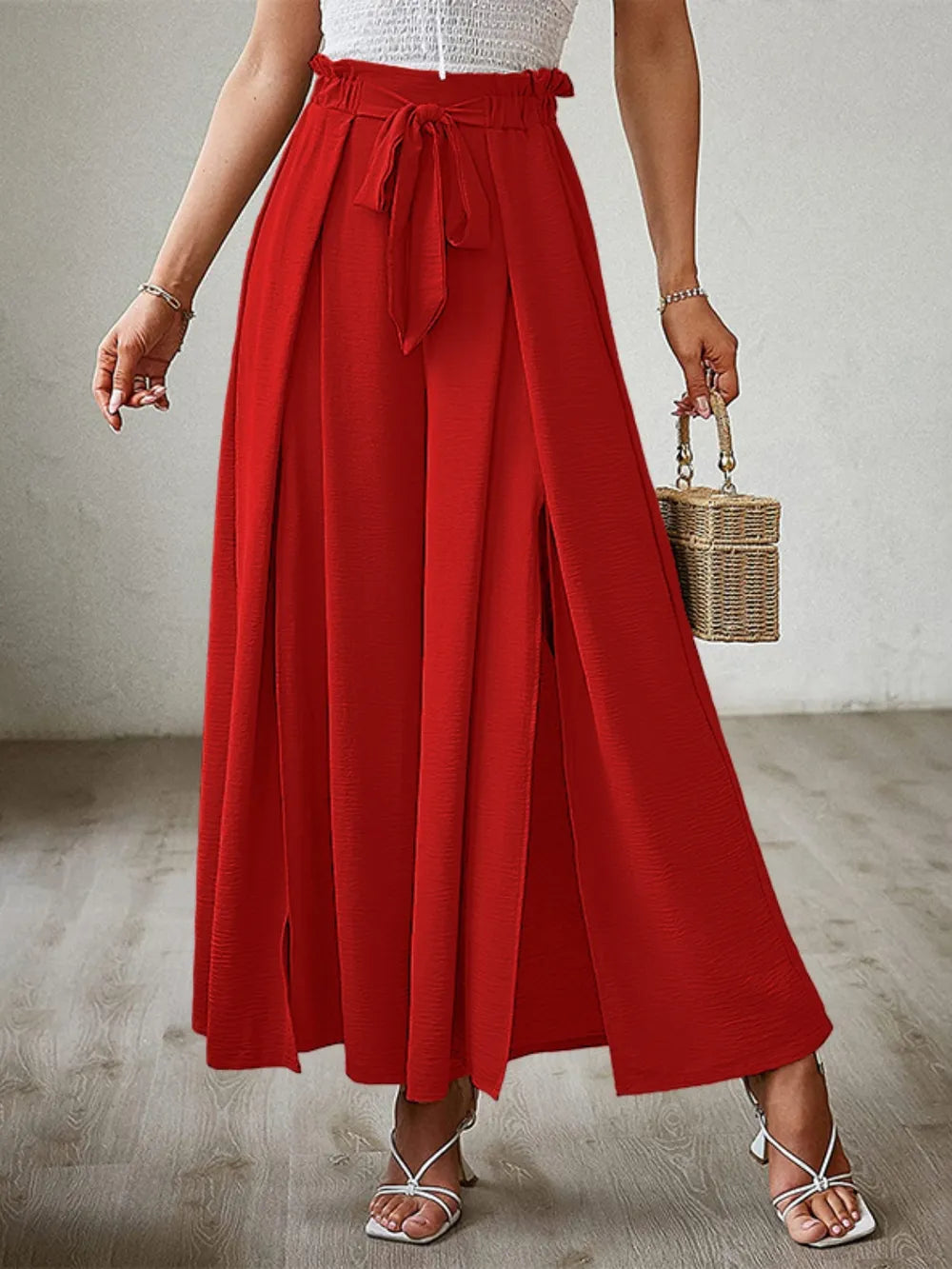 Tied Slit Wide Leg Pants – Trendsi | ClozArt