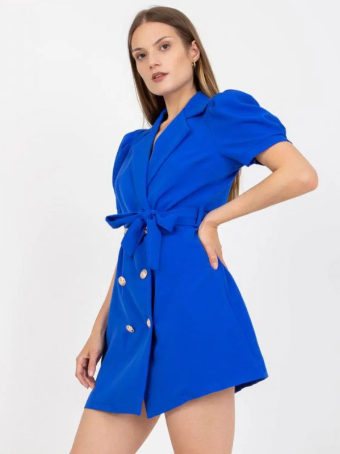 Tie Waist Short Sleeve Blazer Dress – Trendsi | ClozArt