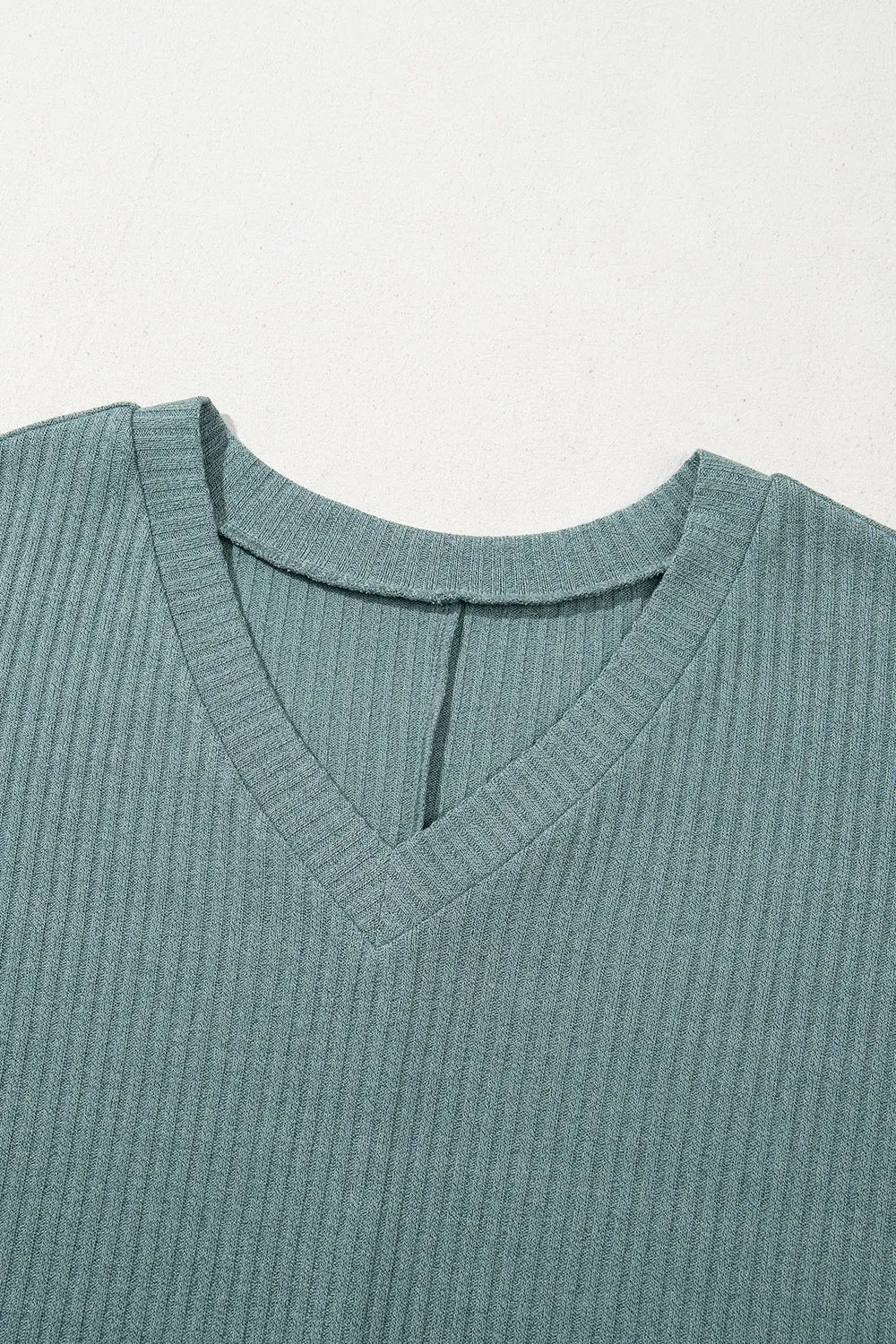 Oversized Ribbed Knit V Neck Dolman Short Sleeve Top – Trendsi | ClozArt