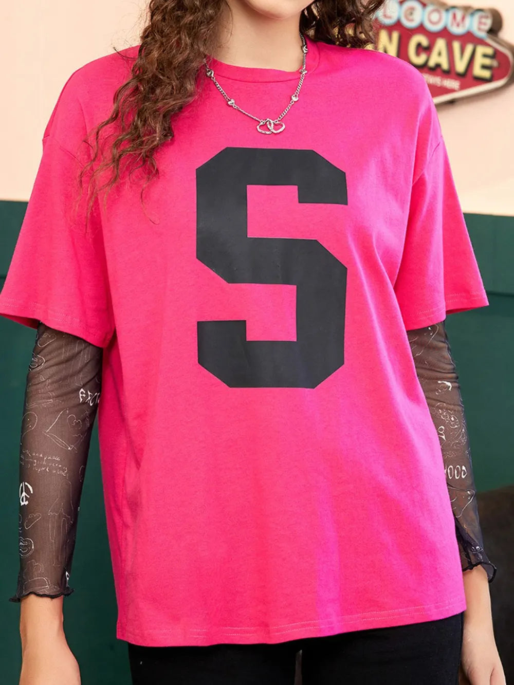 Letter Graphic Round Neck Half Sleeve T-Shirt – Trendsi | ClozArt