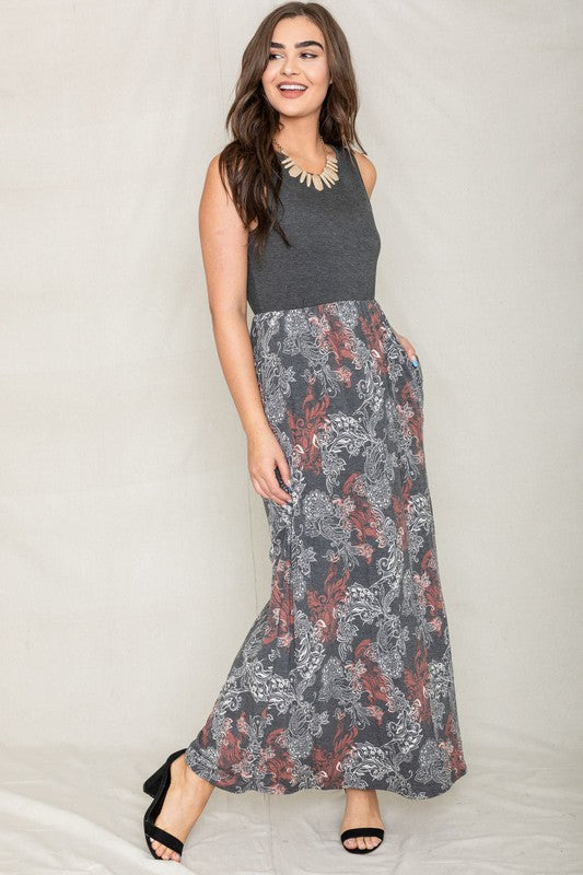 Plus Sleeveless Paisley Maxi Dress – EG fashion | ClozArt
