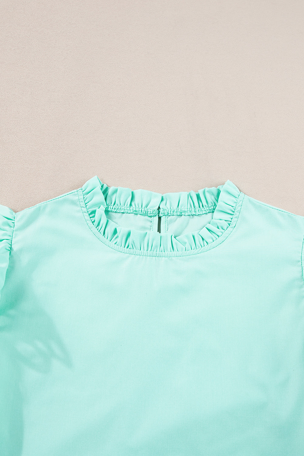Beau Blue Layered Cap Sleeve Frill Neck Blouse – Shewin | ClozArt