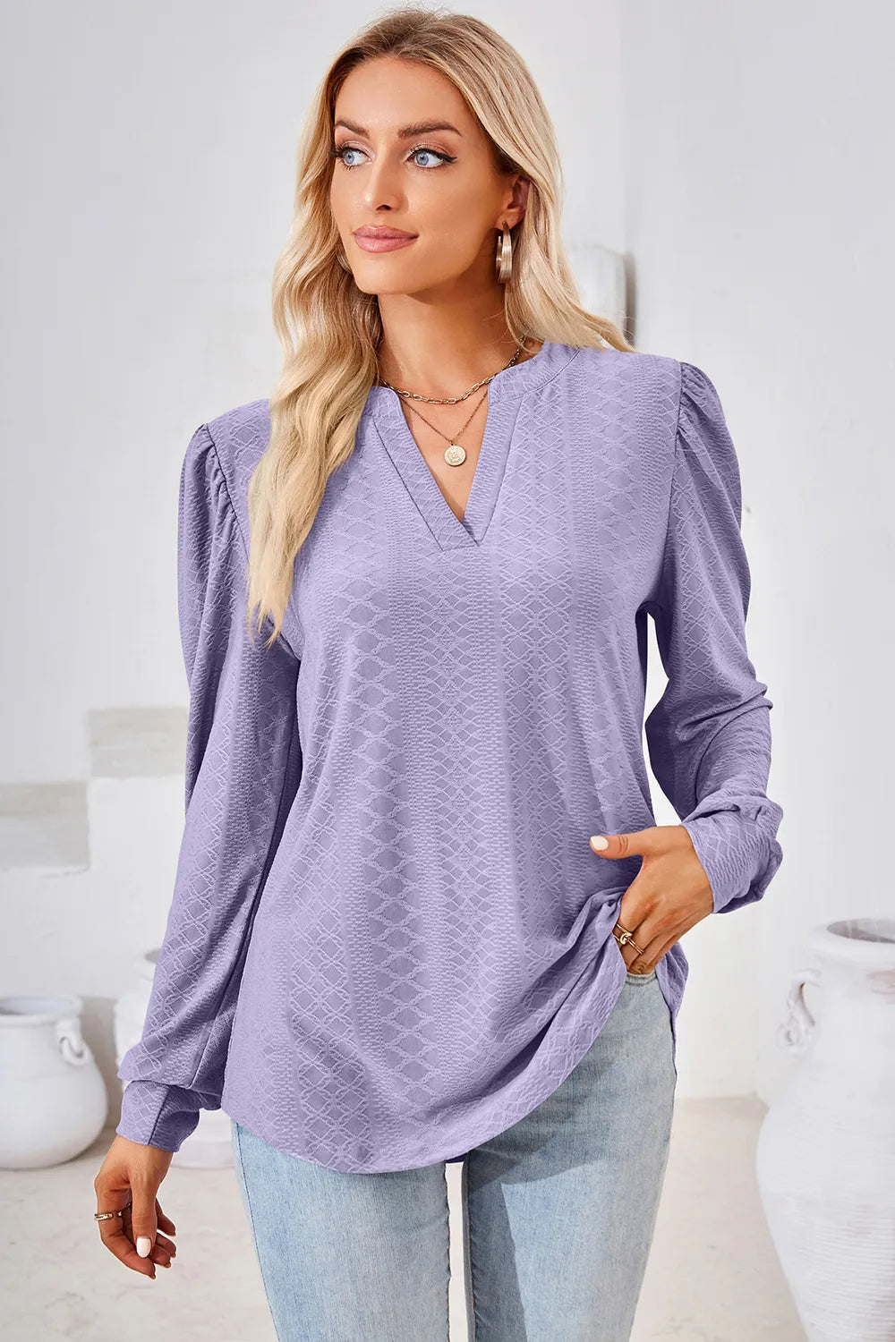 Notched Long Sleeve T-Shirt – Trendsi | ClozArt