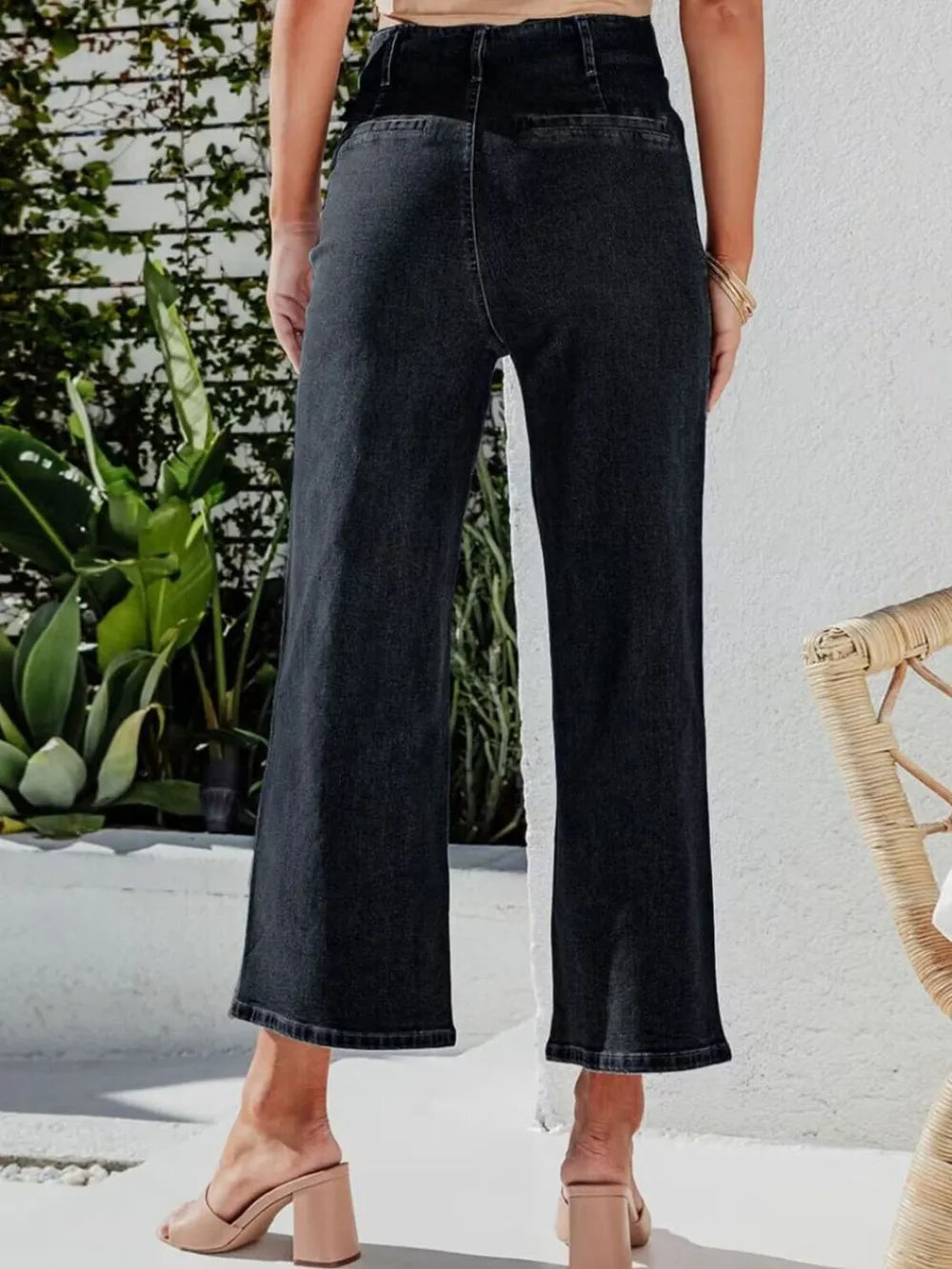 Button Fly Cropped Jeans with Pockets – Trendsi | ClozArt