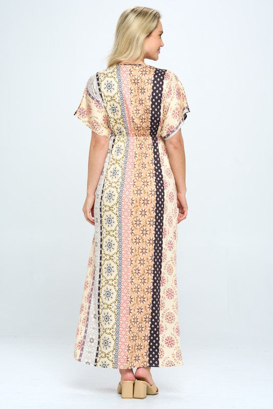 Boho Print Kimono Maxi Dress with Side Slit – Renee C. | ClozArt