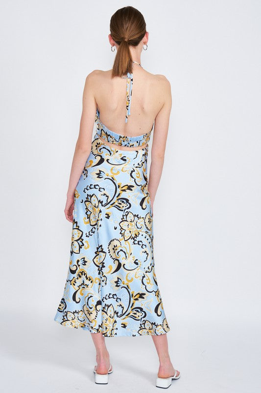 PRINTED HALTER NECK MAXI DRESS – Emory Park | ClozArt