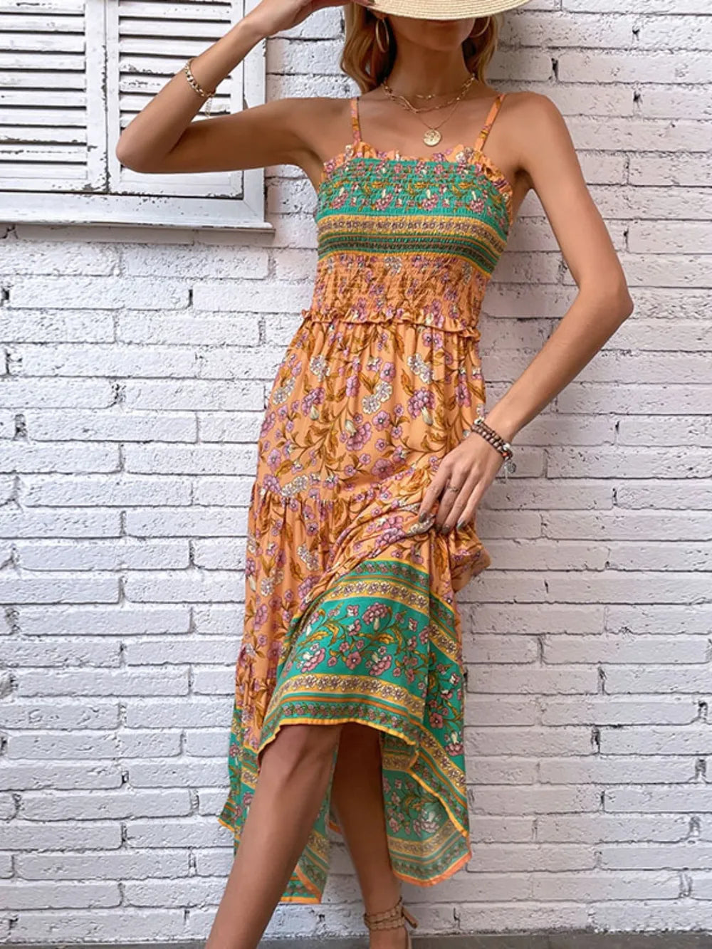 Printed Square Neck Midi Cami Dress – Trendsi | ClozArt