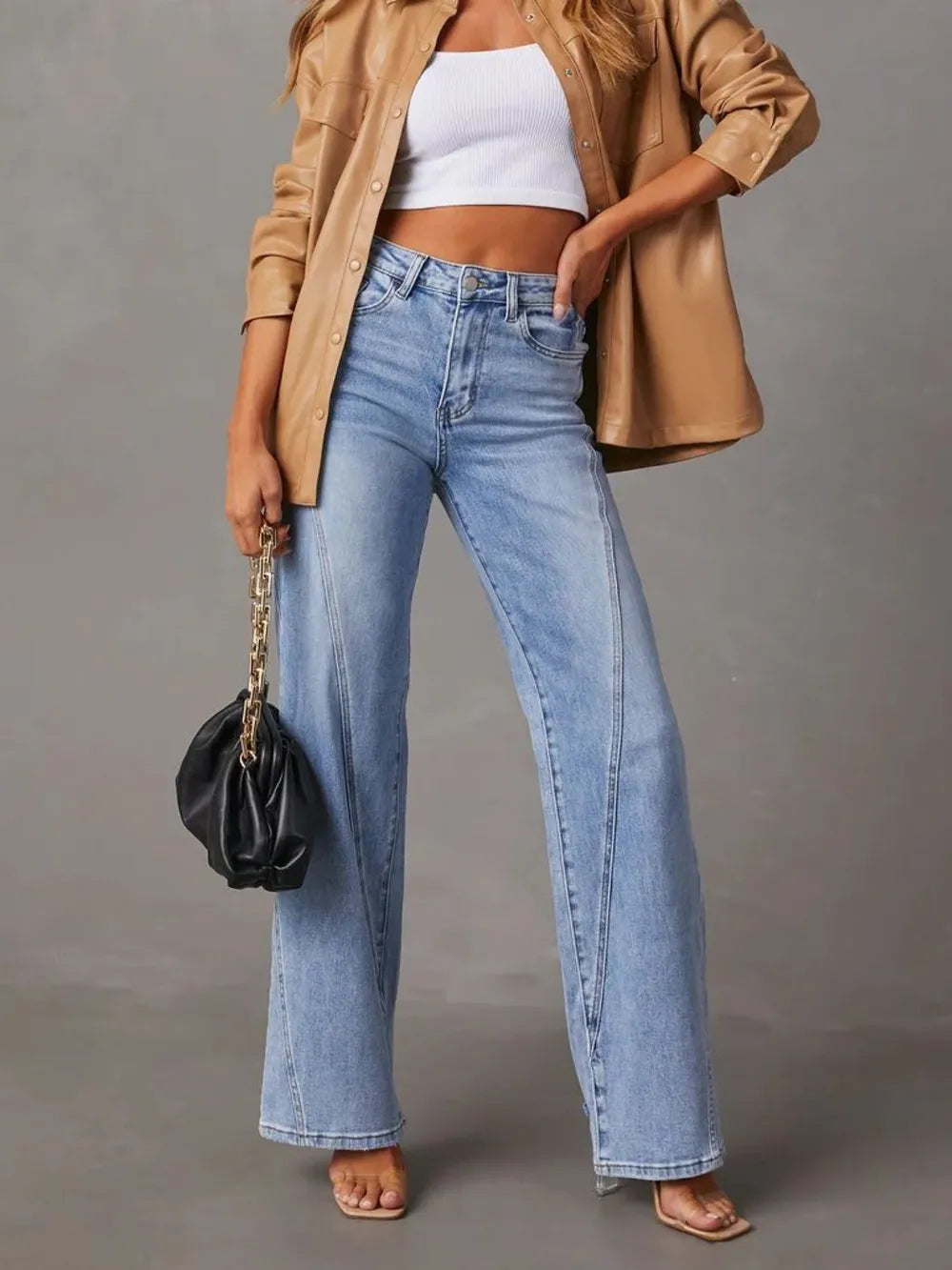 High Waist Straight Jeans with Pockets – Trendsi | ClozArt