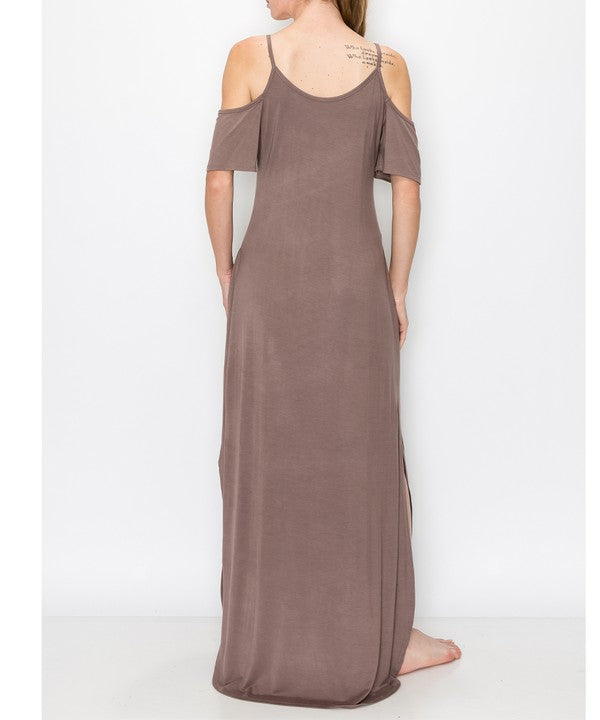 BAMBOO COLD SHOULDER MAXI DRESS – Fabina | ClozArt