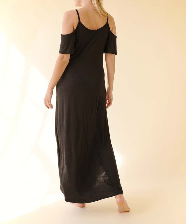 BAMBOO COLD SHOULDER MAXI DRESS – Fabina | ClozArt