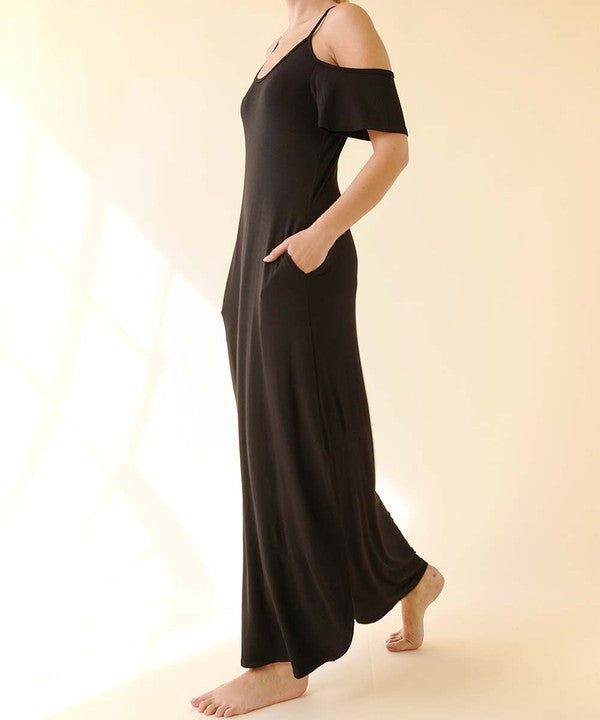 BAMBOO COLD SHOULDER MAXI DRESS – Fabina | ClozArt