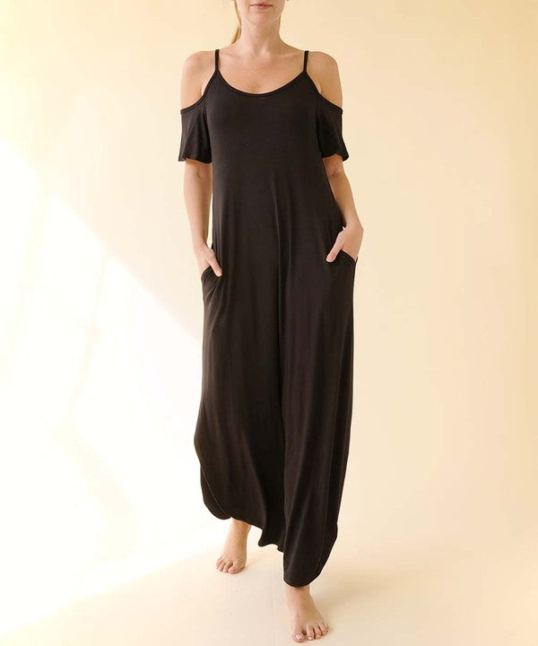 BAMBOO COLD SHOULDER MAXI DRESS – Fabina | ClozArt