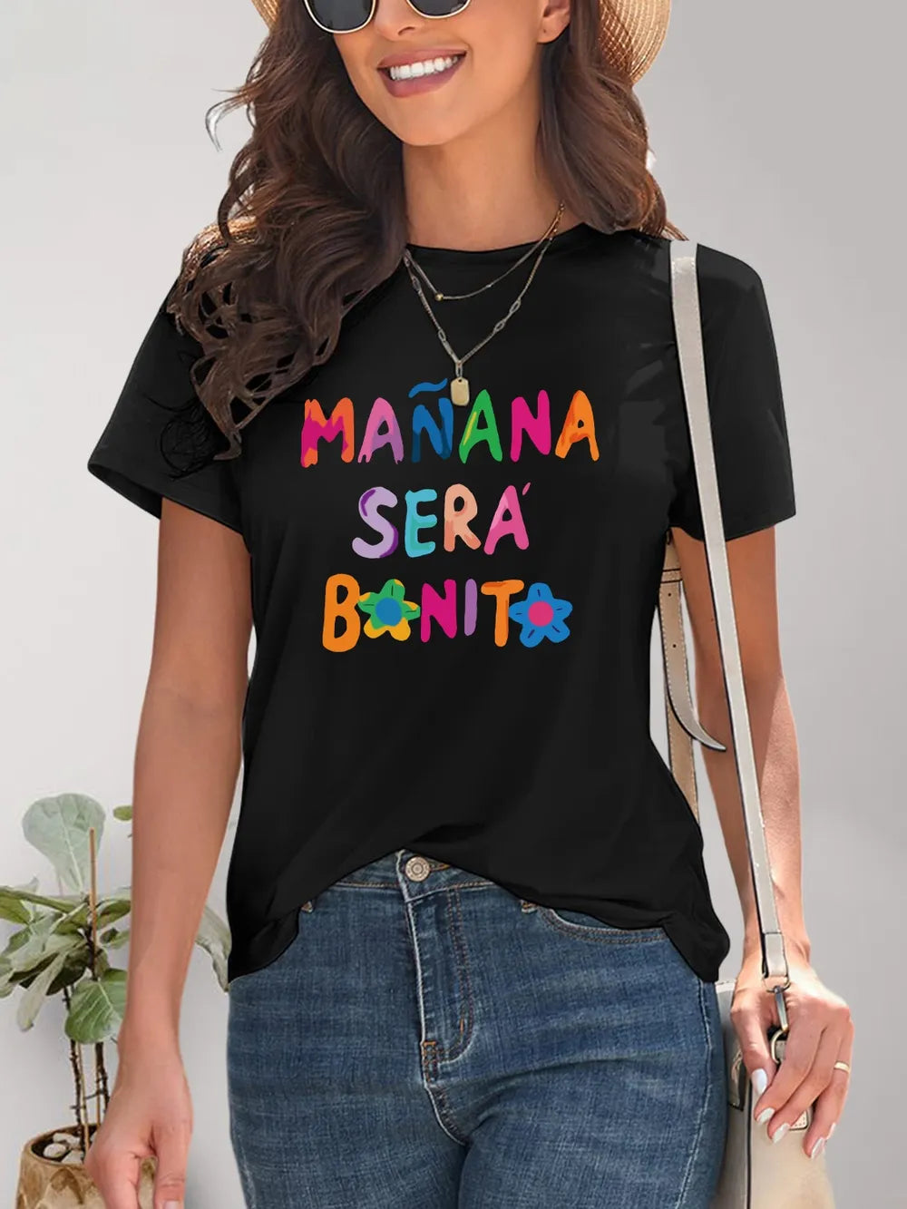 Letter Graphic Round Neck Short Sleeve T-Shirt – Trendsi | ClozArt