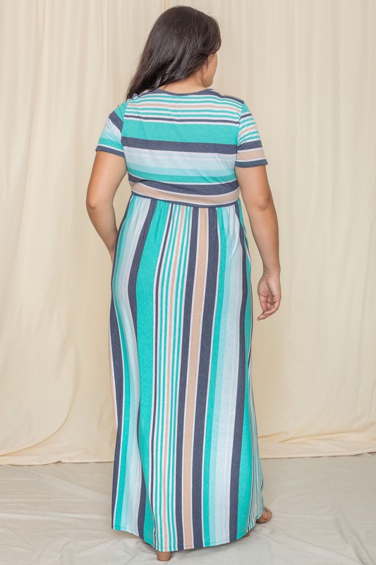 Plus Short Sleeve Stripe Maxi Dress – EG fashion | ClozArt