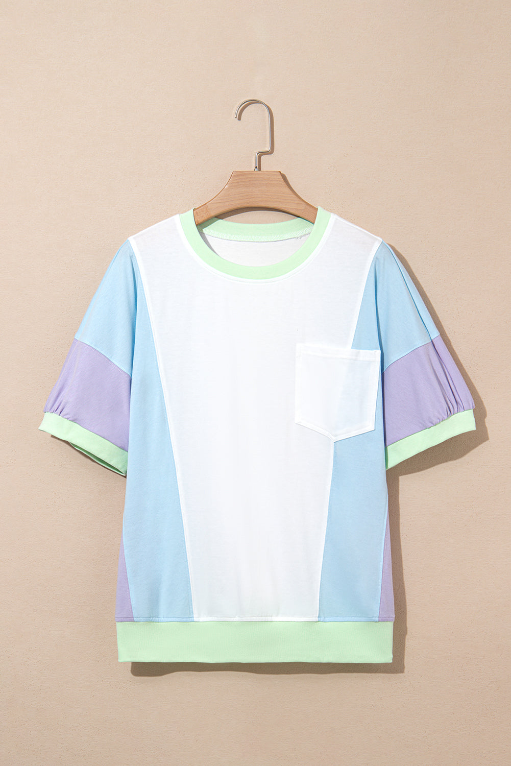 White Colorblock Patchwork Oversized T Shirt – Shewin | ClozArt