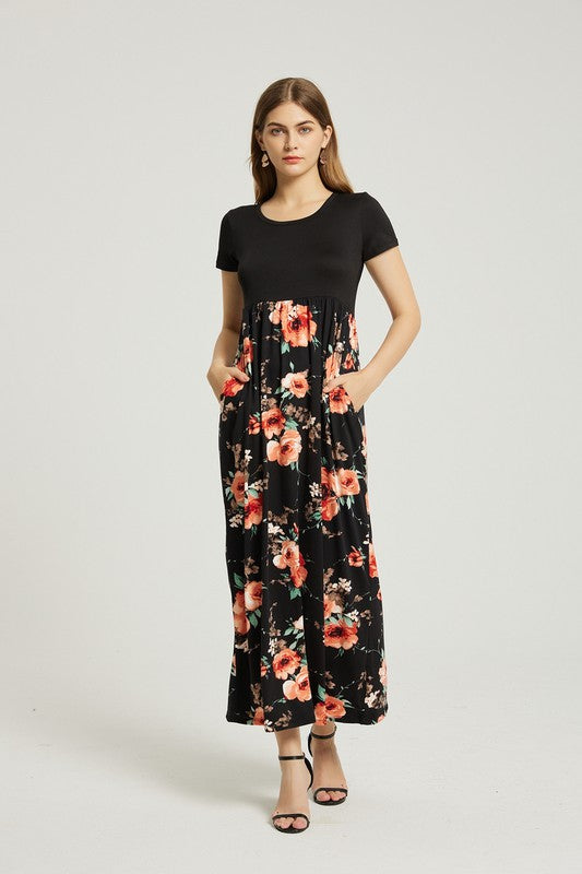Womens Summer Casual Floral Maxi Dress With Pocket – Annva USA | ClozArt