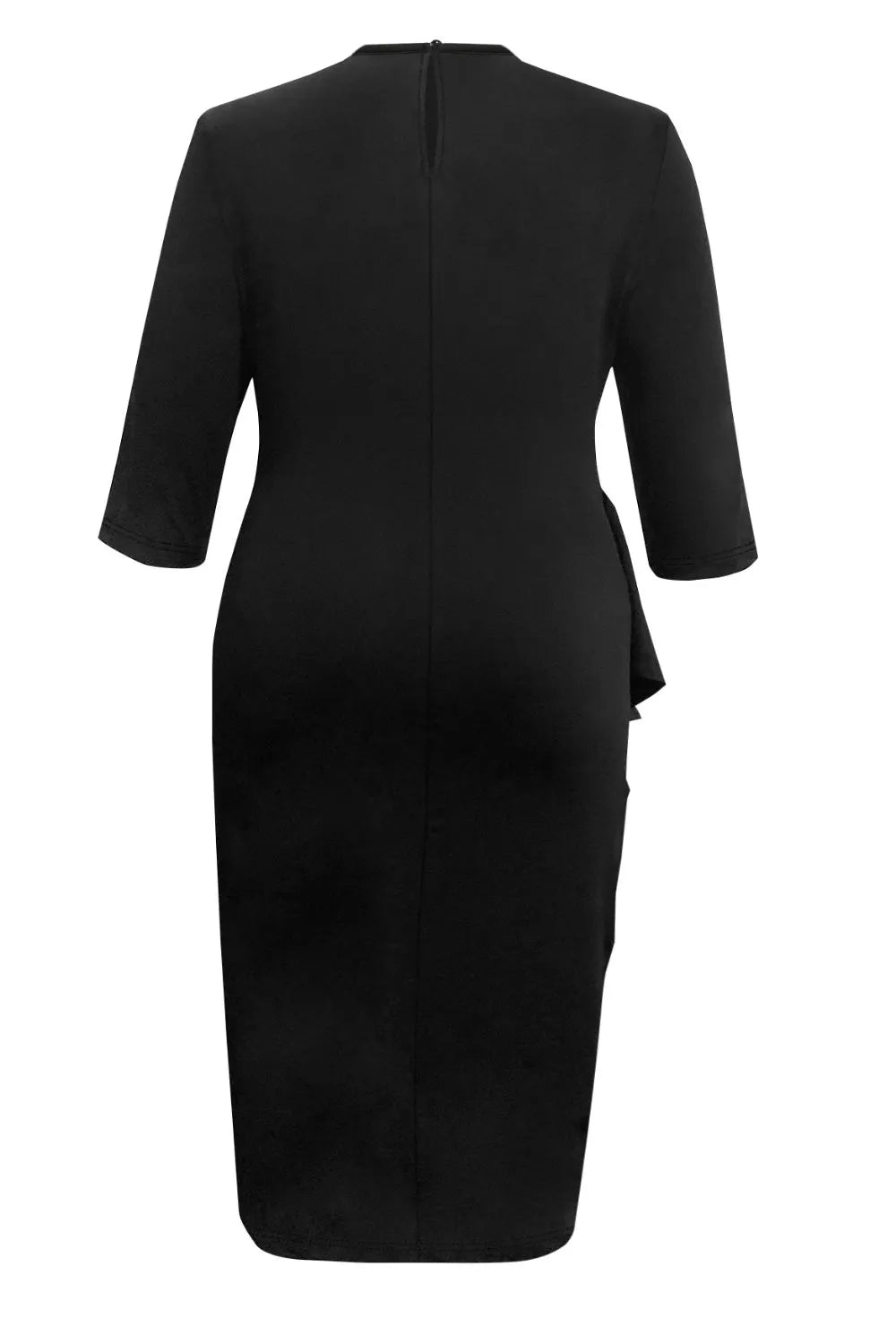 Plus Size Ruffle Trim Round Neck Long Sleeve Dress – Trendsi | ClozArt