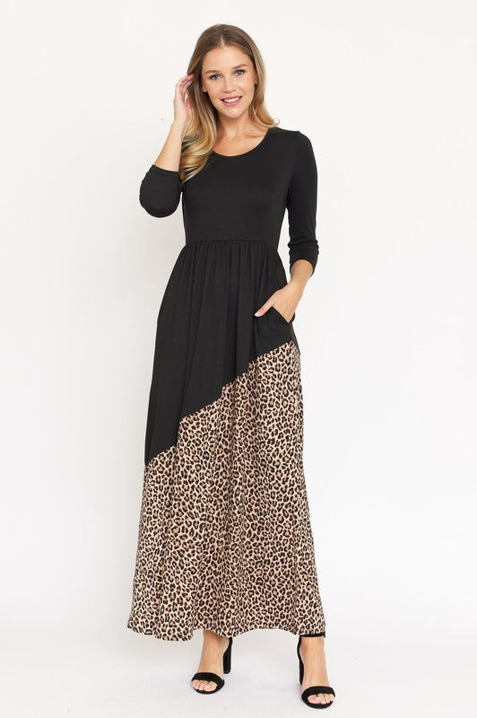 Asymmetrical Leopard Accent Maxi Dress – EG fashion | ClozArt