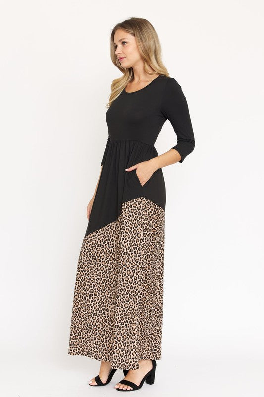 Asymmetrical Leopard Accent Maxi Dress – EG fashion | ClozArt