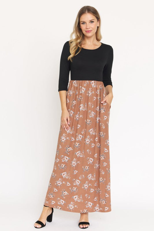 Quarter Sleeve Floral Maxi Dress – EG fashion | ClozArt