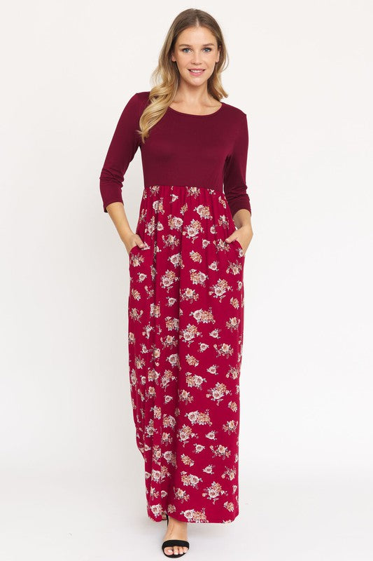 Quarter Sleeve Floral Maxi Dress – EG fashion | ClozArt