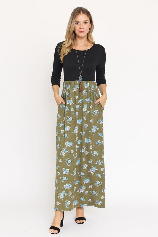 Quarter Sleeve Floral Maxi Dress – EG fashion | ClozArt