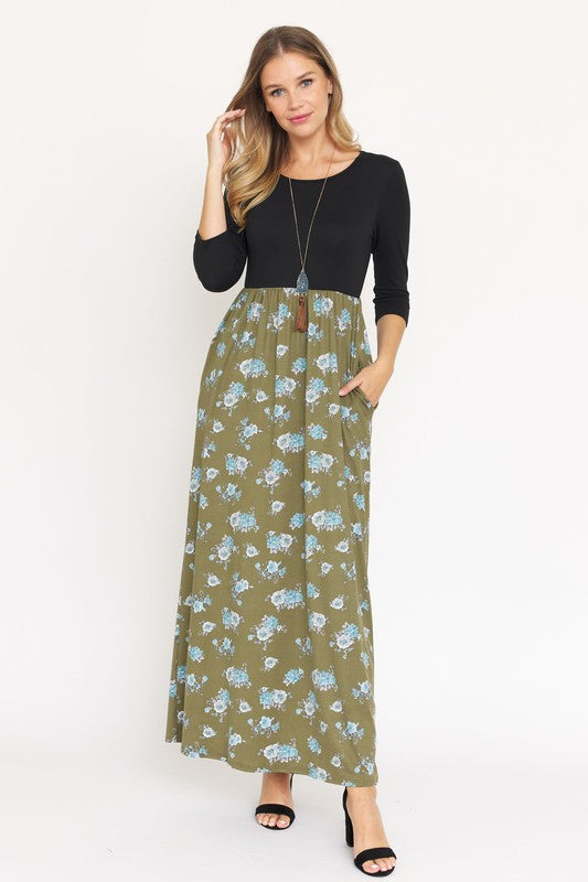 Quarter Sleeve Floral Maxi Dress – EG fashion | ClozArt