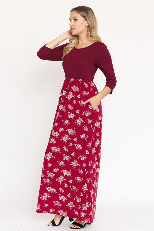 Quarter Sleeve Floral Maxi Dress – EG fashion | ClozArt