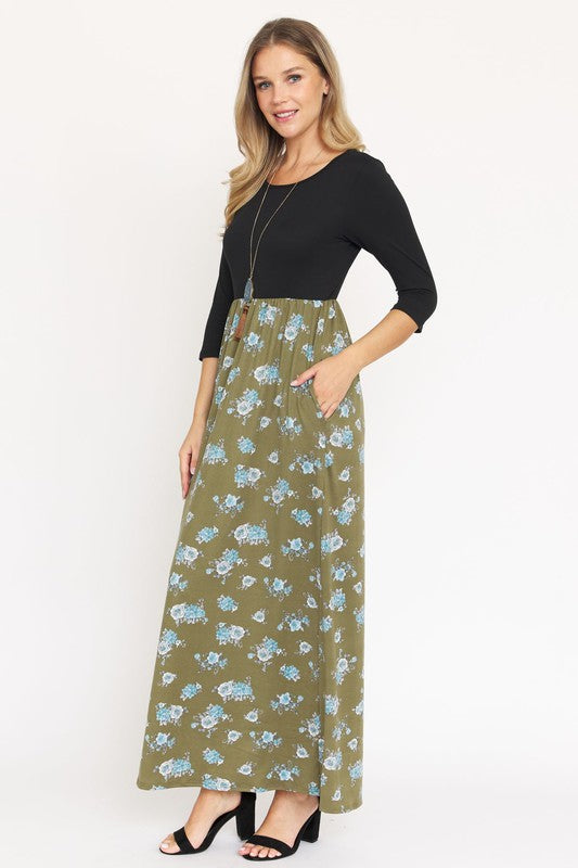 Quarter Sleeve Floral Maxi Dress – EG fashion | ClozArt