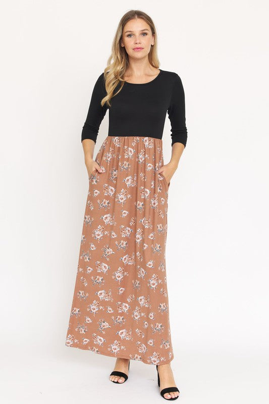 Quarter Sleeve Floral Maxi Dress – EG fashion | ClozArt