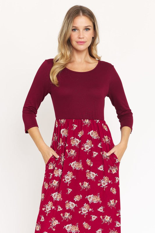 Quarter Sleeve Floral Maxi Dress – EG fashion | ClozArt