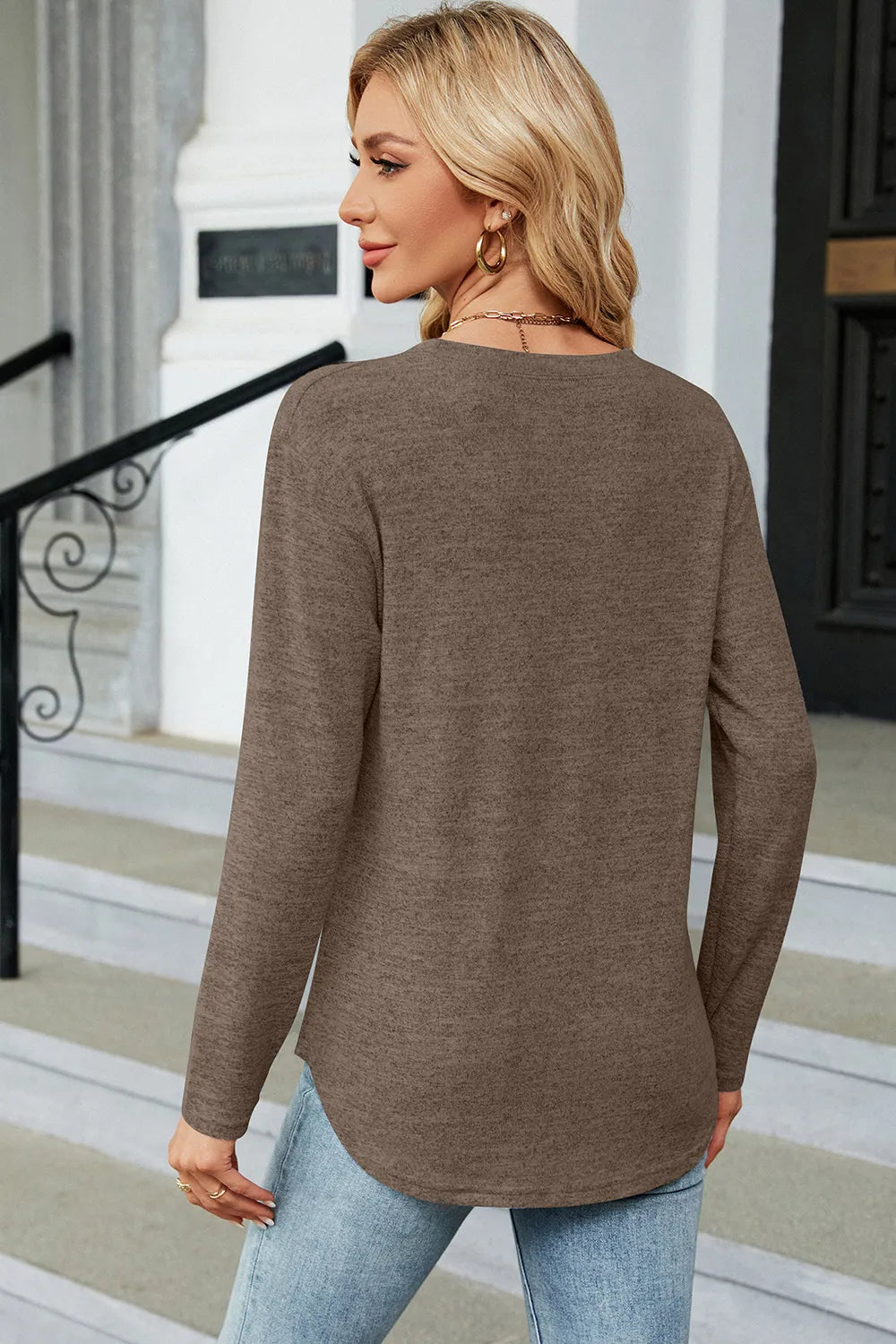 Decorative Button Round Neck T-Shirt – Trendsi | ClozArt