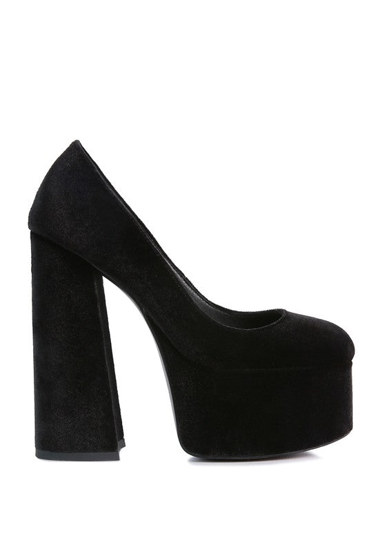 Old Novelty Platform Heel Velvet Pumps – Rag Company | ClozArt