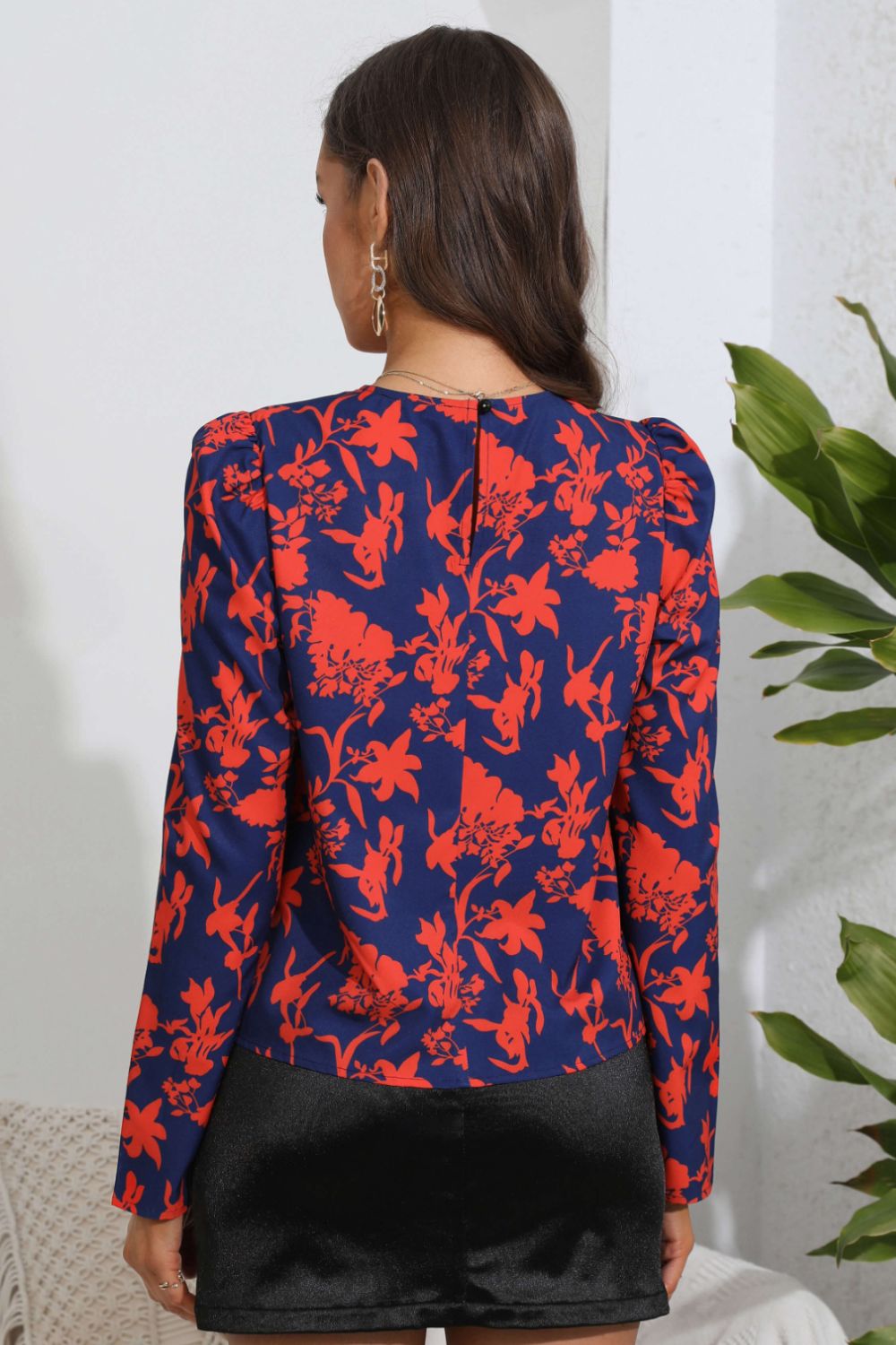 Floral Long Puff Sleeve Blouse – Trendsi | ClozArt