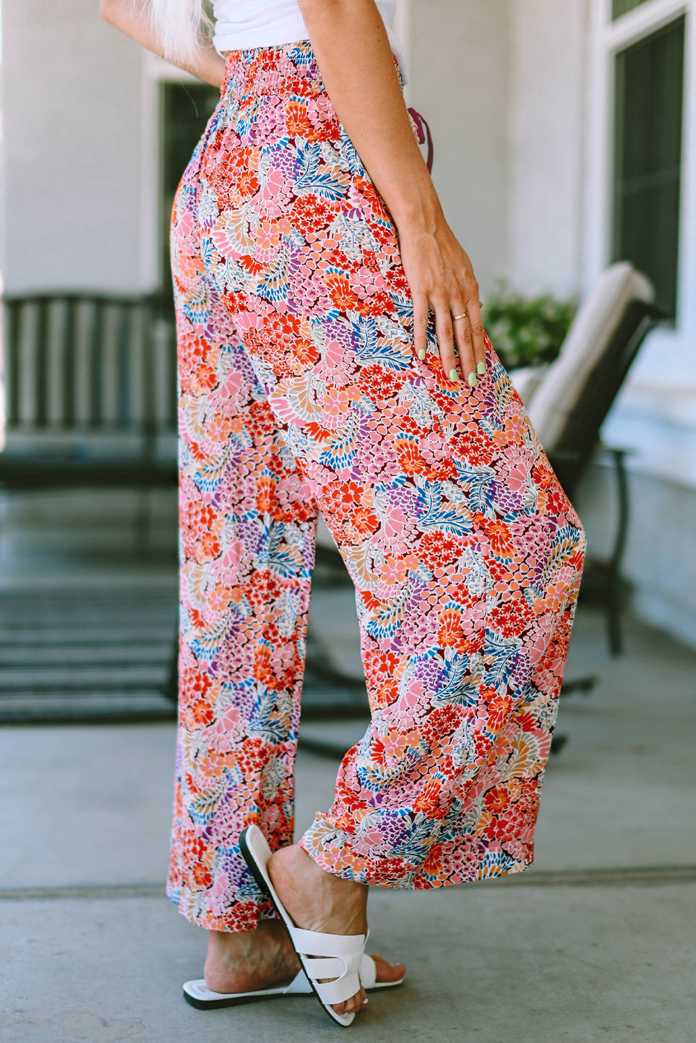 Printed Tie Waist Wide Leg Long Pants – Trendsi | ClozArt