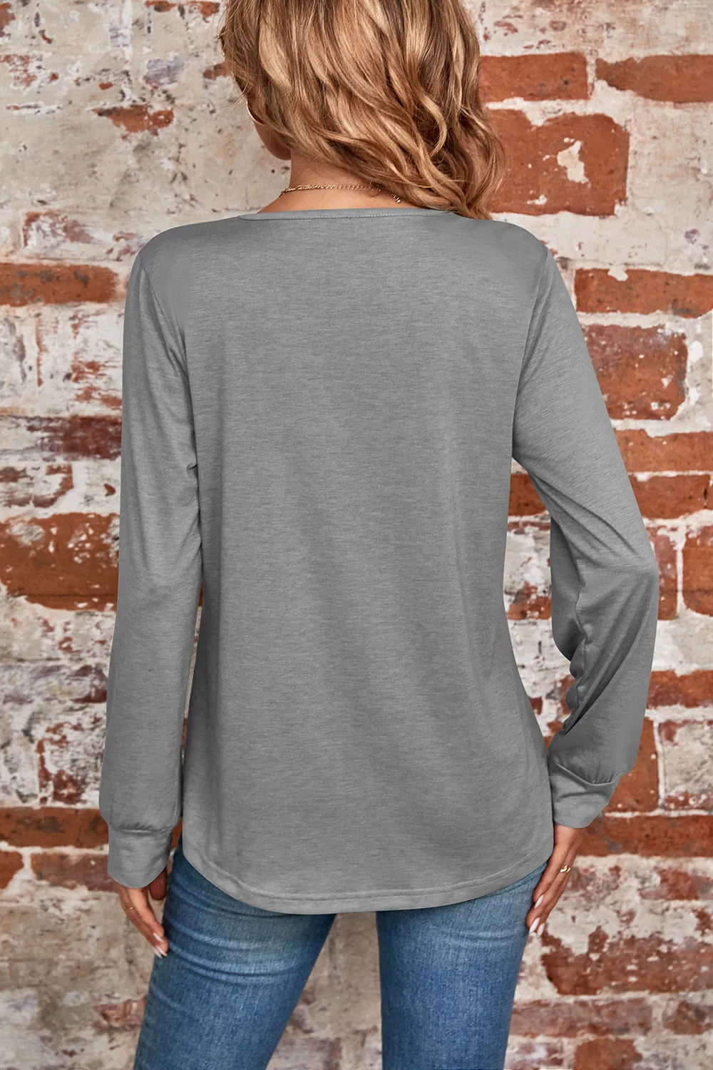 Ruched Square Neck Long Sleeve T-Shirt – Trendsi | ClozArt