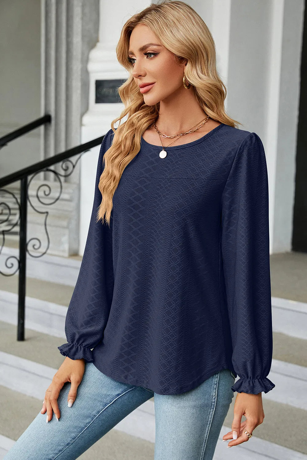 Round Neck Flounce Sleeve T-Shirt – Trendsi | ClozArt