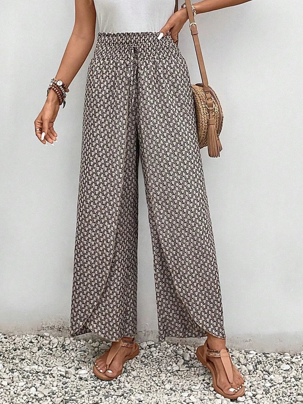 Tied Printed Wide Leg Pants – Trendsi | ClozArt