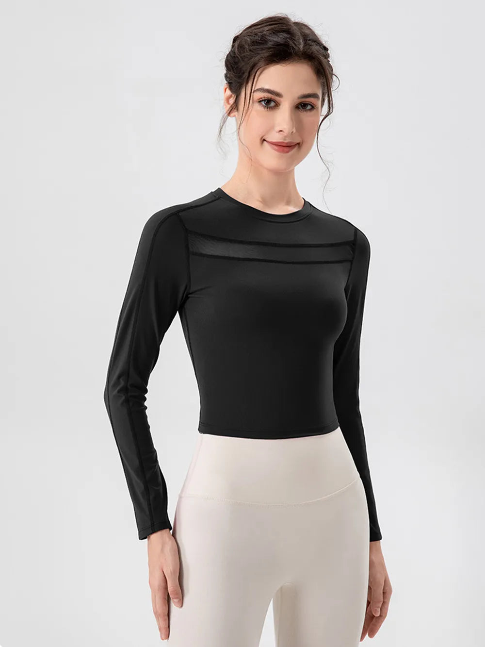 Round Neck Long Sleeve Active T-Shirt – Trendsi | ClozArt