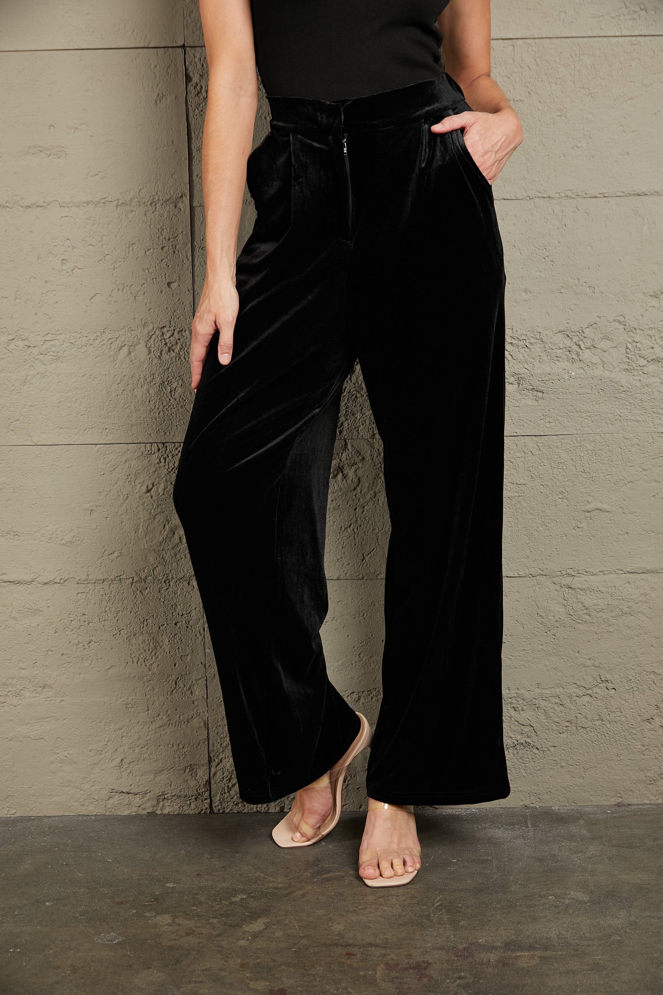 Loose Fit High Waist Long Pants with Pockets – Trendsi | ClozArt