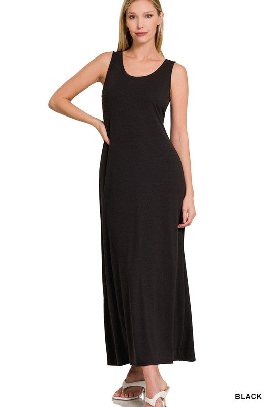 Sleeveless Flared Scoop Neck Maxi Dress – ZENANA | ClozArt