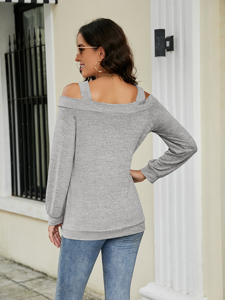 Cold Shoulder Cutout Square Neck Blouse – Trendsi | ClozArt
