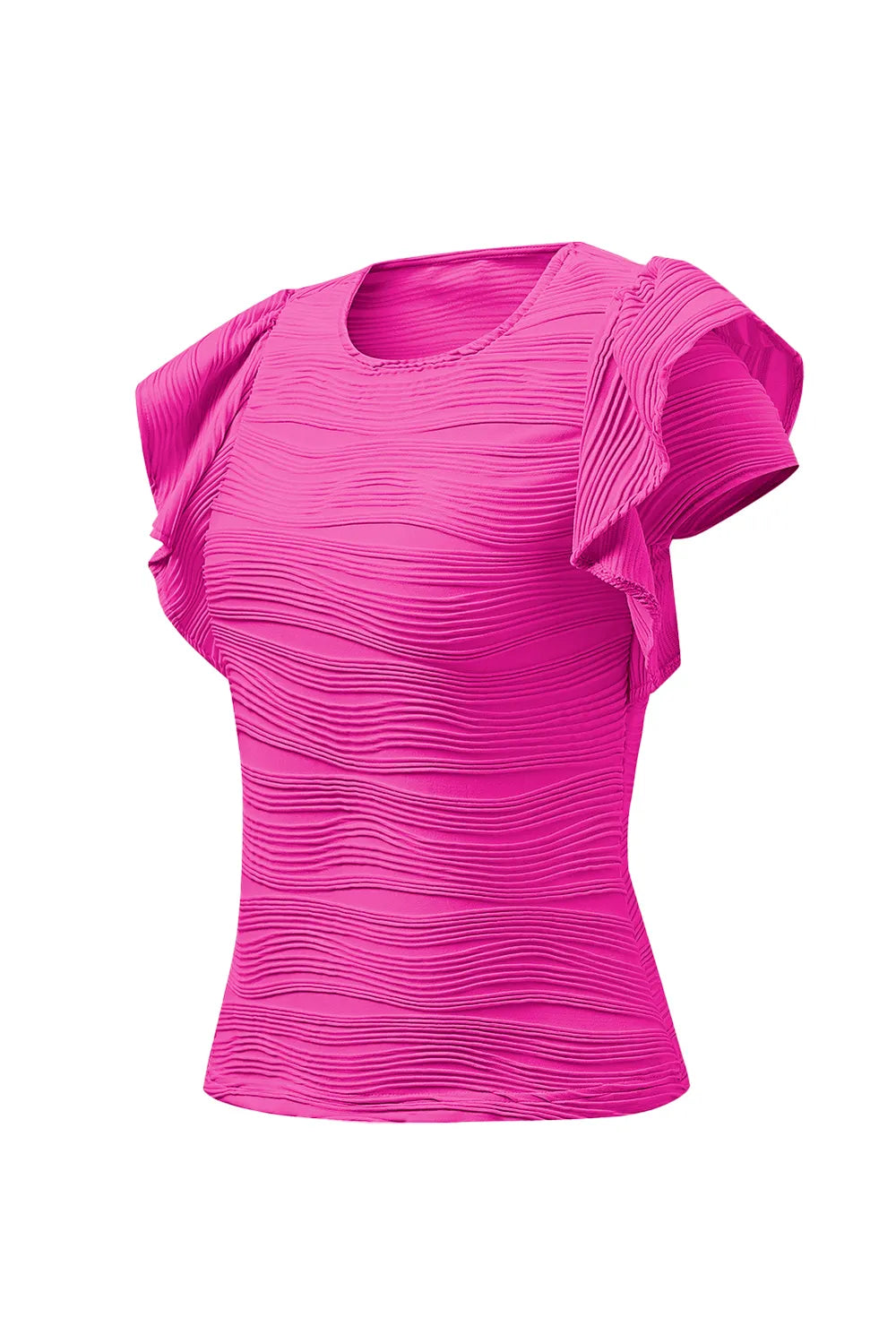 Textured Round Neck Cap Sleeve Top – Trendsi | ClozArt